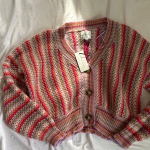 Pink Rose Multicolor Striped Cardigan